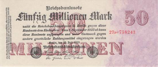 50 Million Mark 1923 ro.97b P